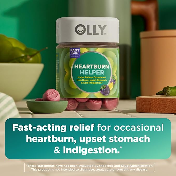 OLLY Heartburn Helper Gummy Supplement, Fast Relief of Occasional Heartburn,* Tricalcium Phosphate, Berry Breeze Flavored, 20 Servings - 40 Count