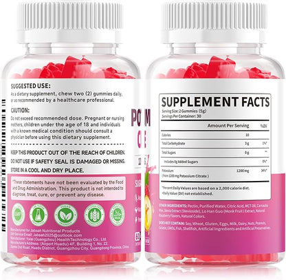 Potassium Citrate Gummies 1200mg, Sugar-Free Potassium Supplement for Adults Women & Men, Supports Leg Cramps & Muscle & Heart Health, Vegan, Gluten Free - Raspberry Flavor (120 Count)