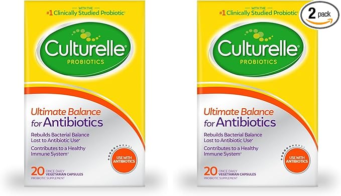Culturelle Probiotics Ultimate Balance Probiotic with Antibiotics-Probiotic Capsules Help Restore Good Bacteria Lost During Antibiotic Use & Contribute to A Healthy Immune System,20Count(Pack of 2)