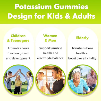 softbear Potassium Chloride Gummies 1200mg, Sugar-Free Potassium Gummies for Adults Support Leg Cramps High Potency Potassium Chloride Supplement, Pineapple Flavor 60 Count