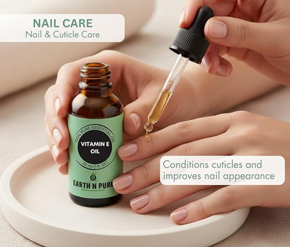 Earth N Pure Vitamin E Oil Therapeutic Grade for Skin, Hair and Nails with Glass Dropper - 50 ml