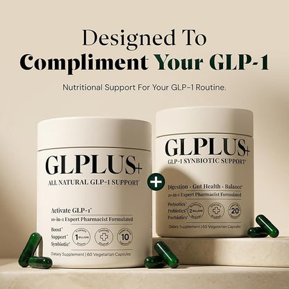GLP-1 Support Supplement for Nausea, Bloating & Gut Health – Synbiotic Pre, Pro & Postbiotic for Women & Men for GLP-1 Users — Injection & Oral Users – Pharmacist Formulated, 20-in-1 (60 Capsules)