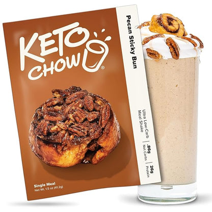 Keto Chow Pecan Sticky Bun | Keto Meal Replacement Shake Powder | Nutritionally Complete Keto Food | Low Carb Keto Meals | Delicious Easy Meal Substitute Drink | Protein Rich You Choose The Fat | Single Meal Sample