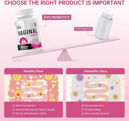 DVO Vaginal Probiotics for Women,pH Balance,60 Billion CFU with Prebiotics & Lactobacillus,Healthy Odor, Yeast Balance & Flora Support for Immune Health 90 Count