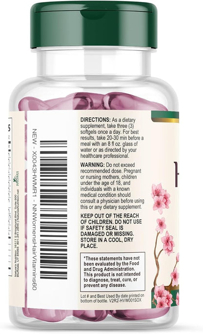 Hair, Skin & Nails Vitamins - Biotin 5000mcg Per Serving - Extra Strength Hair Growth Support For Women with Collagen, Argan Oil - Beautiful Skin, Hair & Nails Supplement - USA Bottled - 60 Softgels