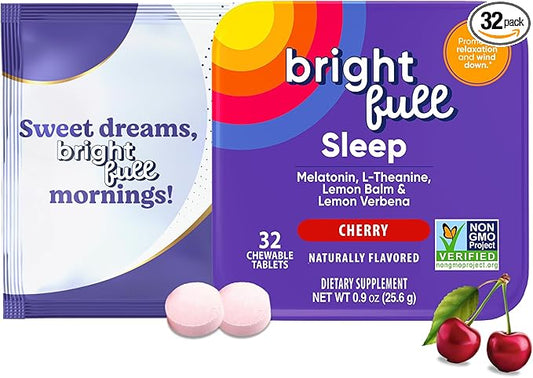 Supplement Natural Sleep Aid with Melatonin, Ashwagandha, Lemon Balm & L-Theanine – Drug-Free Sleep Support – Restful Sleep, Back to Sleep – Cherry Flavor – 32 Chewable Tablets