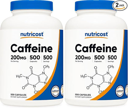 Nutricost Caffeine Pills, 200mg Per Serving (500 Caps) (Pack of 2)