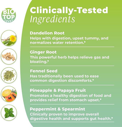 Debloat Organic Liquid Drops for Natural Gas & Bloating Relief, Supports Digestive & Gut Health with Probiotic, Dandelion, Ginger, Fennel, Peppermint 1.0 Fl Oz.