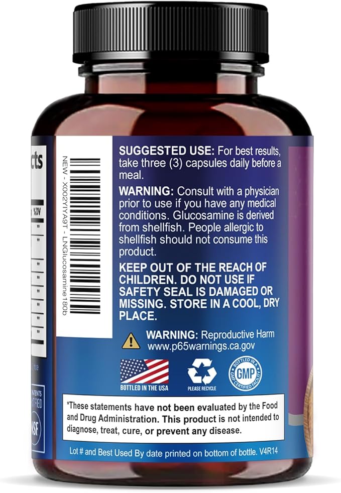 Glucosamine Chondroitin MSM Complex - 3X Strength Joint Support Supplement with Glucosamine Sulfate, Turmeric, Boswellia - For Cartilage, Mobility & Flexibility - Bottled in USA, 180 Capsules