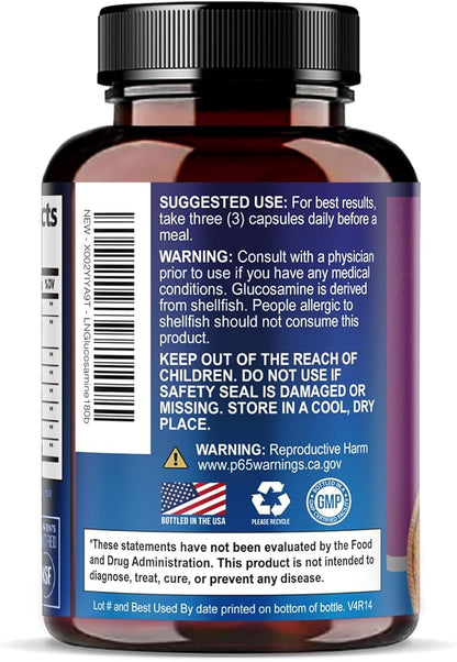 Glucosamine Chondroitin MSM Complex - 3X Strength Joint Support Supplement with Glucosamine Sulfate, Turmeric, Boswellia - For Cartilage, Mobility & Flexibility - Bottled in USA, 180 Capsules