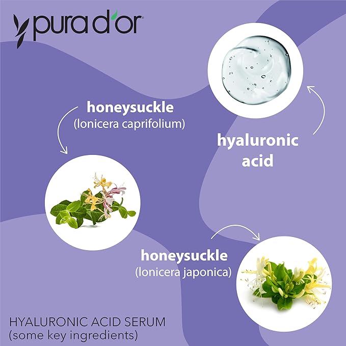 PURA D'OR 3.3 Oz Hyaluronic Acid Serum For Deep Hydration - Anti-Aging, Plumping & Moisturizing Formula For Smooth, Supple Skin - Natural Skincare Boost - Fine Lines & Wrinkle Reducer