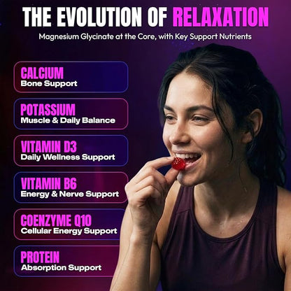 Magnesium Glycinate Gummies 600mg, [2-in-1 Dual Flavor Mix] - Sugar-Free, High Absorption Magnesium Supplement for Adults, Muscle Support and Relaxation, Vegan & Non-GMO