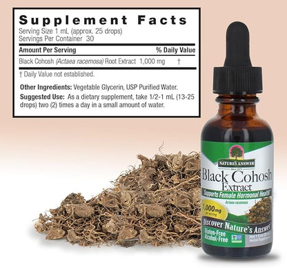 Nature's Answer Alcohol-Free 1 Fluid Ounce Black Cohosh Extract | Supports Female Balance | Gluten-Free | Non-GMO | Made in The USA | Cruelty-Free