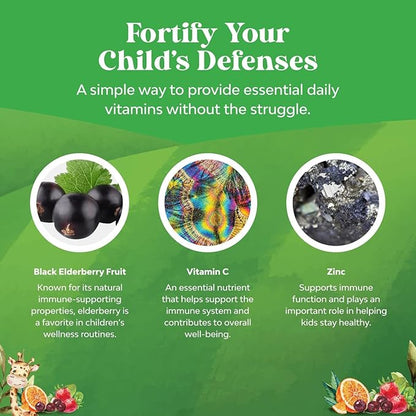Sambucus Elderberry Gummies for Kids Health - Delicious Black Elderberry Gummies with Zinc and Vitamin C for Kids Immune Support - Gelatin and Gluten Free Non-GMO Immunity Support - 90 Count