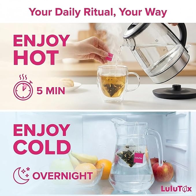 LULUTOX Detox Tea - Herbal Blend with Dandelion, Ginseng, and Ginger - Supports A Healthy Weight, Digestive Health - Vegan, All Natural, Laxative-Free - Peach Flavor (28 Servings)