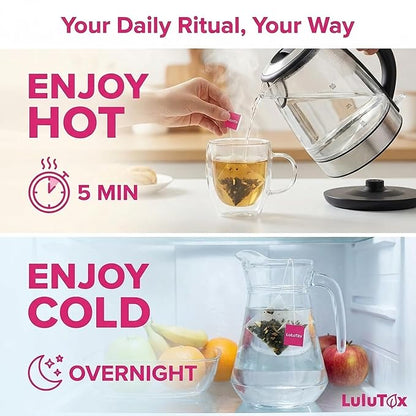 LULUTOX Detox Tea - Herbal Blend with Dandelion, Ginseng, and Ginger - Supports A Healthy Weight, Digestive Health - Vegan, All Natural, Laxative-Free - Peach Flavor (28 Servings)