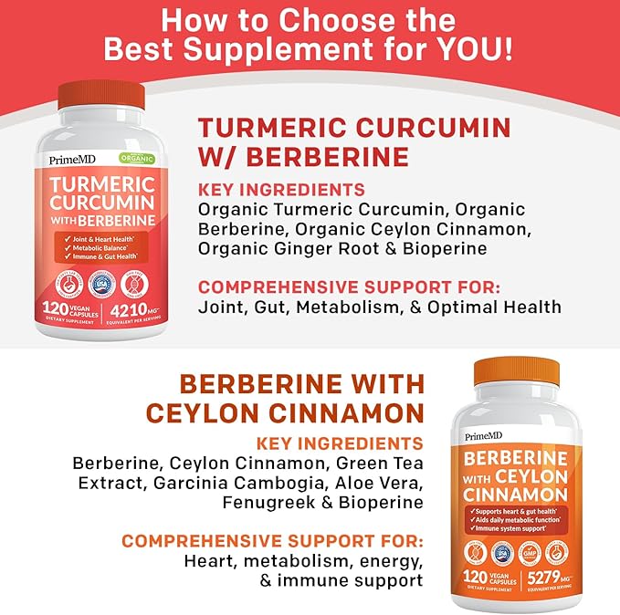 5-in-1 Organic Turmeric Curcumin Supplement (4210mg) with Berberine, Ceylon Cinnamon Bioperine and Ginger Supplements for Joint, Heart, Gut, & Metabolic Support (60 Servings) (Pack of 3)