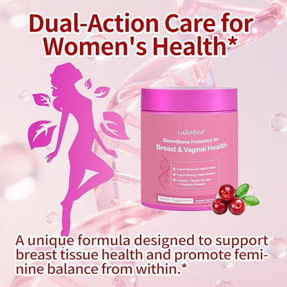 Vagina & Breast Probiotic Gummies for Women,with Slippery Elm Cranberry Extract,Supports Women’s Wellness & PH Balance,Clean,60 Gummies