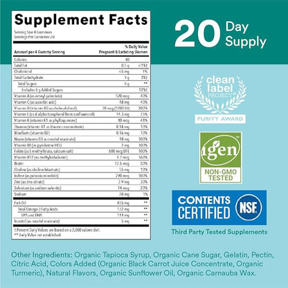 SmartyPants Prenatal Vitamins for Women, Multivitamin Gummies: Omega 3 Fish Oil (EPA/DHA), Biotin, Methylfolate, Vitamin D3, C, Vitamin B12,B6 A,K &Zinc, Inositol,(20 Day Supply),80 Count (Pack of 2)