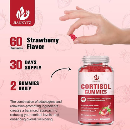 (2 Pack) Cortisol Supplement Gummies for Women with Rhodiola Rosea, Ashwagandha, Magnesium, Balanced Cortisol, Zzz Support, Non-GMO,120 Gummies