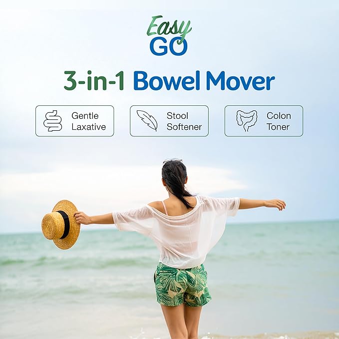 Simply Herbs Easy Go Bowel Mover - Adult Cleansing Supplement for Colon Health Support - Bowel Movement Aid - Stool Softener - Daily-Use Laxative - Plant-Based Ingredients - Vegan - 50 Count