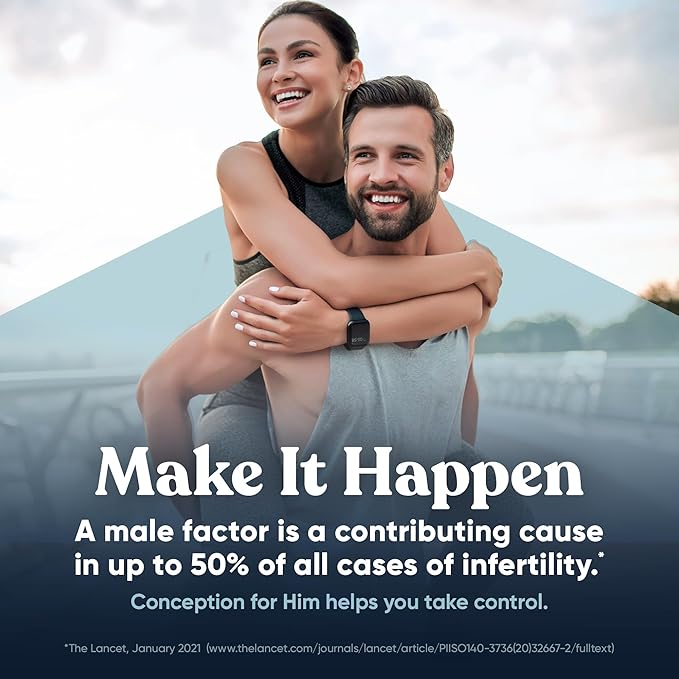 Eu Natural Conception for Him - Male Fertility Supplements with Ashwagandha, Folate & Zinc - Sperm Count, Motility & Strength Support - Fertility Support for Men, 120 Vegetarian Capsules
