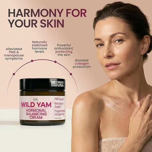 Wild Yam Cream for Hormone Balance – Progesterone Cream Alternative for PMS & Menopause Relief – Made with Organic Hormone Balancing Extracts - 2oz