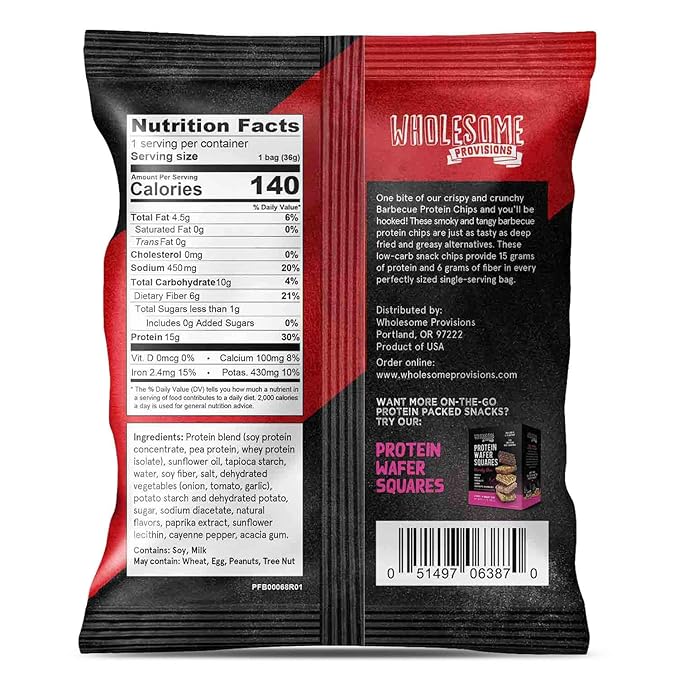 Protein Chips, 14g Protein, 3g-4g Net Carbs, Gluten Free, Keto Snacks, Low Carb Snacks, Protein Crisps, Keto-Friendly, Made in USA (Barbecue, 7 Pack)