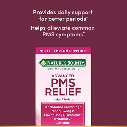 Nature's Bounty Optimal Solutions Advanced PMS Relief for Menstrual Cycle Support, PMS Support Supplement for Women, Bloating Relief – Chasteberry, Hormone-Free, 60 Vegetarian Capsules (Pack of 3)