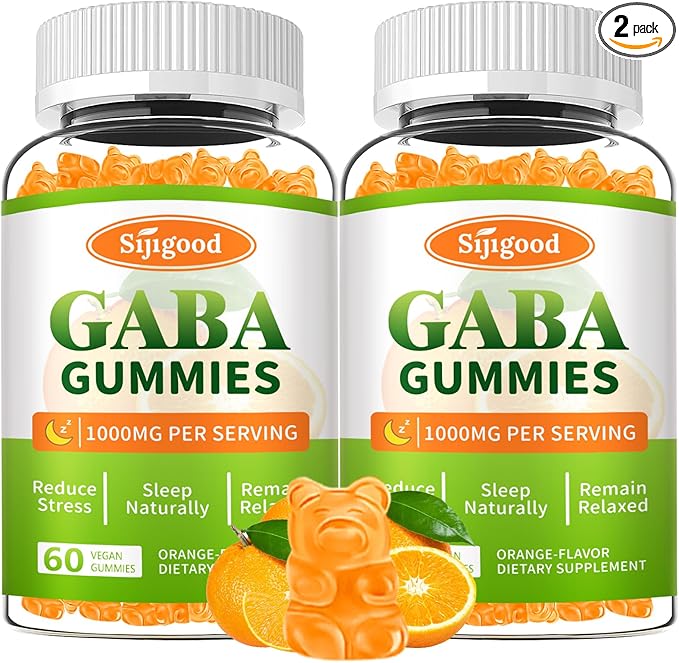 GABA Gummies for Adults, Relaxation, Zzz & Mood – Sugar-Free Calm Gummies with L-Theanine, 5-HTP, Vitamin D3 – Natural Zzz Support, GABA Supplements for Kids, Orange Flavor, 120 Count
