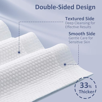 Ourmed Life Face Towels, Disposable Biodegradable Clean Facial Towels for Sensitive Skin, Lint- free Face Cloths for Makeup Remover, Skincare and Women Cleaning, Dry Wipes,80 Count Dot Texture