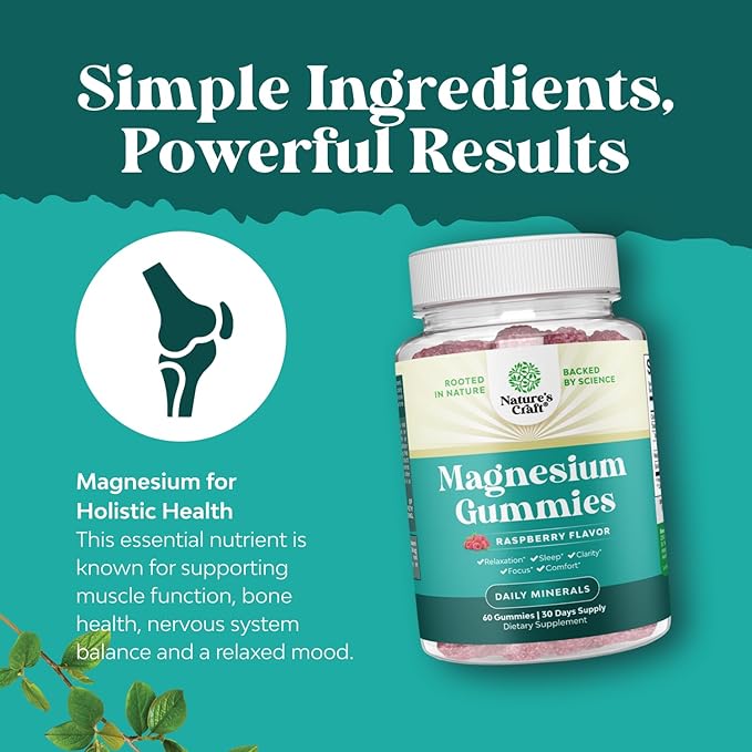 Extra Strength Calm Magnesium Gummies for Adults - Relaxing Magnesium Citrate Gummies with Elemental Mag - Sleep Aid Soft Chews Raspberry Flavored - Body & Mind Relaxation - 60 Count