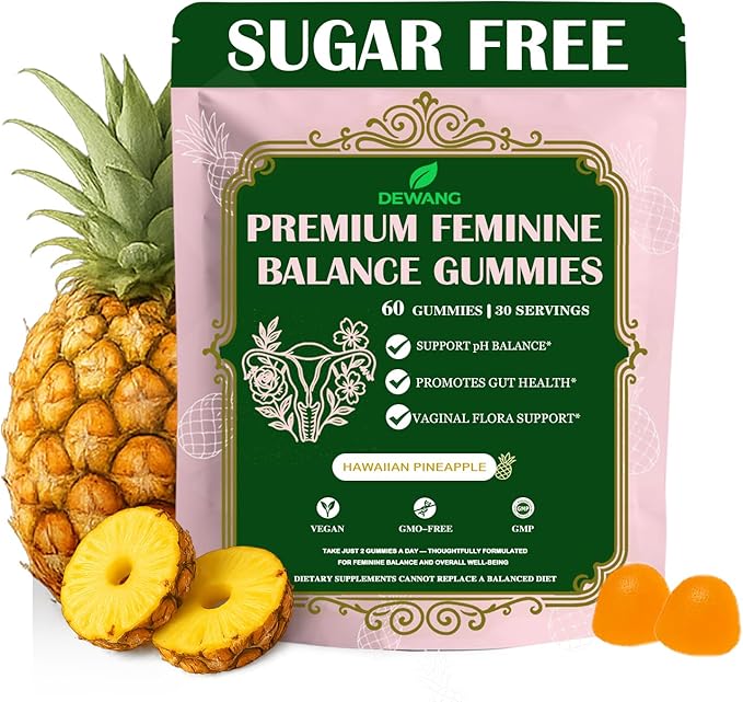 DEWANG Feminine Balance Gummies – Daily pH Balance & Vaginal Health Support, Probiotics for Womens Odor & Confidence Pineapple Flavor Vegan & Sugar-Free (Pineapple)
