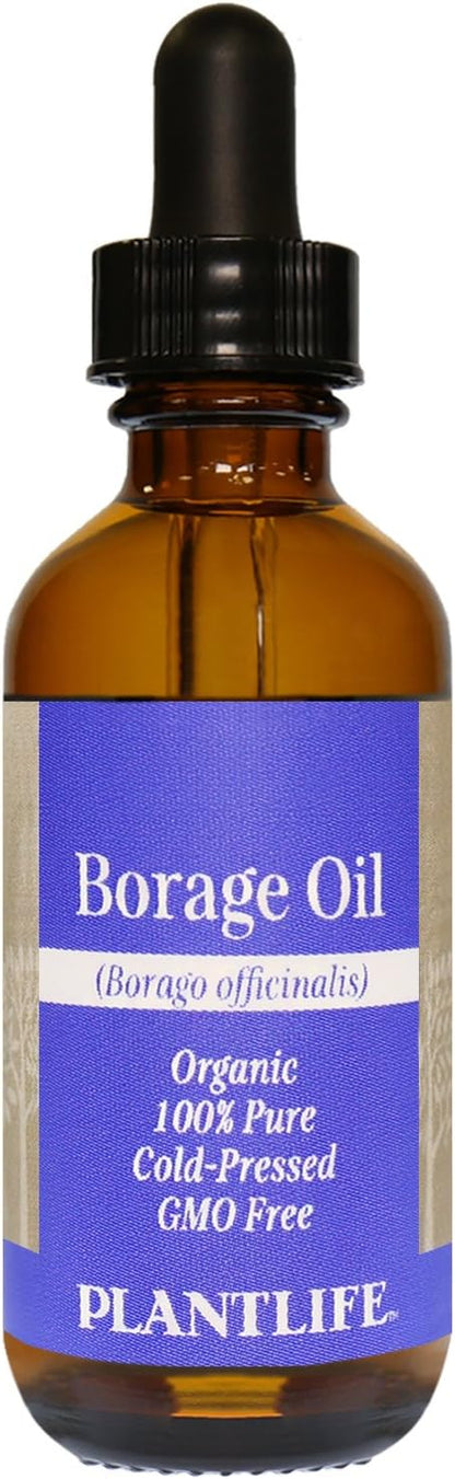 Plantlife Borage Seed Carrier Oil - Cold Pressed, Non-GMO, and Gluten Free Carrier Oils - for Skin, Hair, and Personal Care - 2 oz