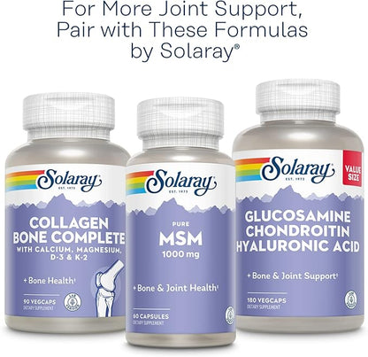 SOLARAY Glucosamine Sulfate 1500mg, Healthy Joint Support Supplement, Powerful Connective Tissue and Joint Health Formula with Turmeric & Boswellia, 60-Day Money Back Guarantee, 60 Serv, 120 VegCaps