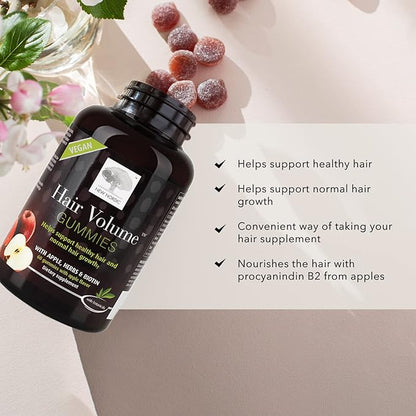 NEW NORDIC Hair Volume Gummies, 2500 mcg Biotin, Daily Hair Vitamins Supplement to Support Hair Skin & Nails, Vegan, 60 Count (Pack of 1)