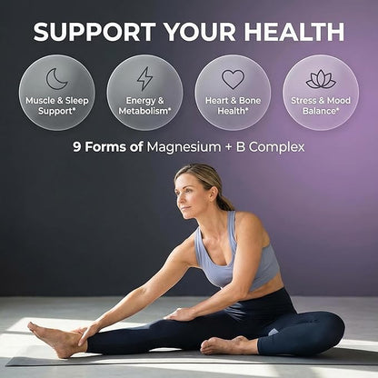 Clean Nutraceuticals Magnesium Complex with Magnesium Glycinate Citrate Malate Oxide Taurate Aspartate Orotate & Mag Chloride, Zinc Copper Manganese & Vitamin C B1 B2 B6 B12 Complex - 1Pack