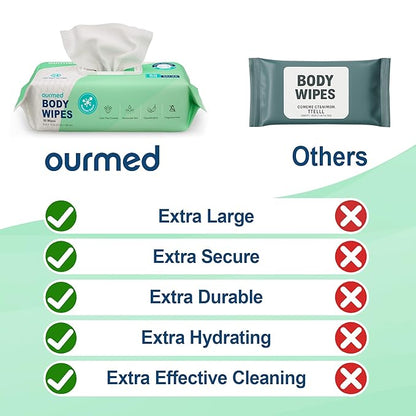 Extra Large Body Wipes No-Rinse Bathing, 9"x12" Shower Wipes, Moisture and Hypoallergenic, Home Essentials for Adults and Elderly Care, 100 Count (2 Packs)