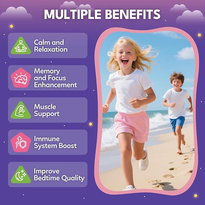2PCS Magnesium Calming Gummies for Kids 4+ & Adults, Sugar Free Magnesium Supplement with L-Theanine, Chamomile, Vitamins B6, D3, K2, Zinc for Sleep, Relaxation, Focus & Muscle Support