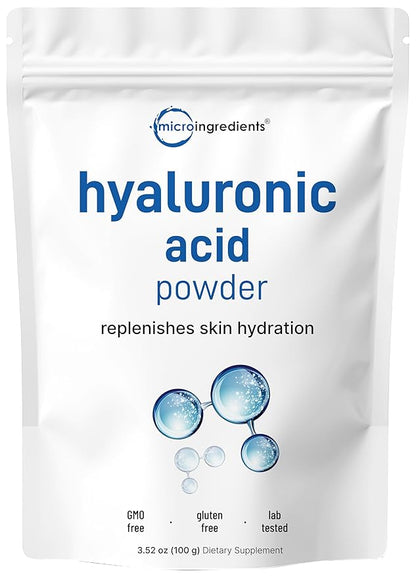 Hyaluronic Acid Serum Powder, 100 Grams | Low Molecular Weight, Cosmetics Grade | Skin Hydration and Moisture Support Supplements | Vegan, Water Soluble (Within 2 Hours)