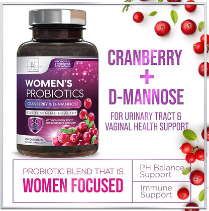 Probiotics for Women - Prebiotic and Probiotic Blend 60 Billion CFU Per Serving - 16 Strain Women's Probiotic for pH Balance & Vaginal Support - Digestive & Immune Support, Bottled USA - 120 Capsules