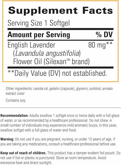 Integrative Therapeutics Lavela WS 1265 - Silexan Supplement for Sleep & Stress Support* - Lavender Essential Oil - 120 Softgels (120 Servings)