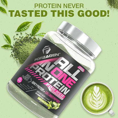 Forzagen All in One Protein for Her, Protein Powder for Women with Collagen Peptides (2 Pound (Pack of 1), Matcha Latte)