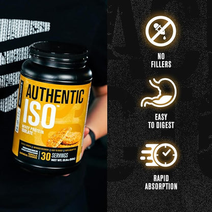 Jacked Factory Authentic ISO Whey Protein Isolate Powder - Low Carb, Non-GMO Muscle Building Protein w/No Fillers, Post Workout Recovery - 30 Servings, Vanilla Oatmeal Cookie