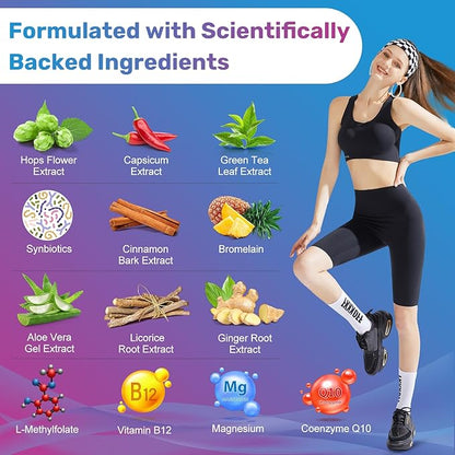 GLP-1 Supplement Natural Activator Formula GLP1 for Women & Men, with Probiotic, Hops, Green Tea for Energy, Gut Health, Hunger & Metabolism Support, 150 Count