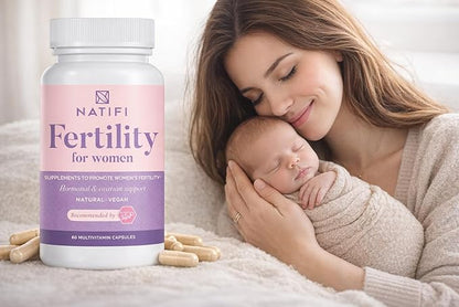 Natifi (2 Bottles Fertility Prenatal Vitamins Regulate Cycles Balance Hormones, Aid Ovulation. Conception Multivitamin for Women. 60 Caps Folic Acid, Myo Inositol, Vitex