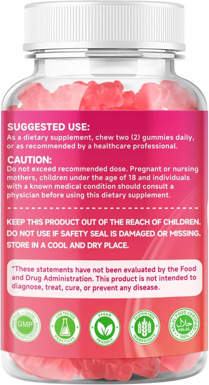 2 Pack Myo-Inositol & D-Chiro Inositol Gummies, 40:1 Ratio Inositol with Vitamin D3, Magnesium Glycinate, Folate & Zinc, Inositol Supplement for Female Health, Raspberry Flavor, 120 Count