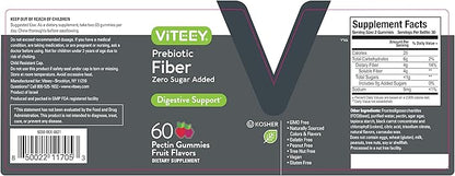 VITEEY Prebiotic Fiber Gummies for Adults, 4g - Gut Health & Digestive Soluble Fiber Supplement Gummies - Zero Sugar Added, Vegan, Gluten-Free - 120 Count
