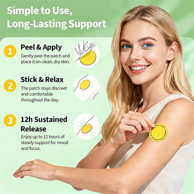 Dopamine Patches Extra Strength – Mood Support, Calm & Focus – Stress Relief with Mucuna & 5-HTP – Plant-Based, Vegan – 60 Patches (2 Month Supply)