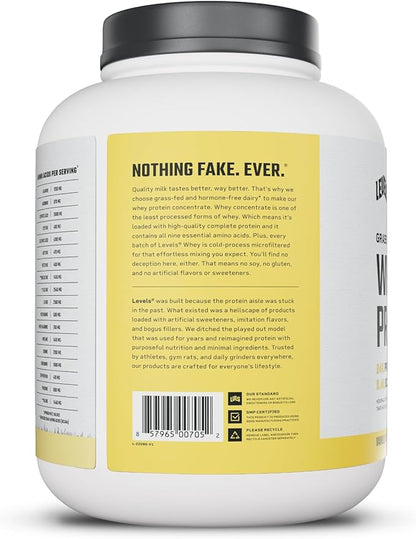 Levels Grass Fed Whey Protein Powder, No Artificials, 24G of Protein, Vanilla Bean, 5LB
